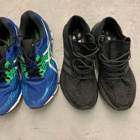 3 pairs of gently used shoes two athletic one Rockport  boots all size 10 - Picture 1 of 8